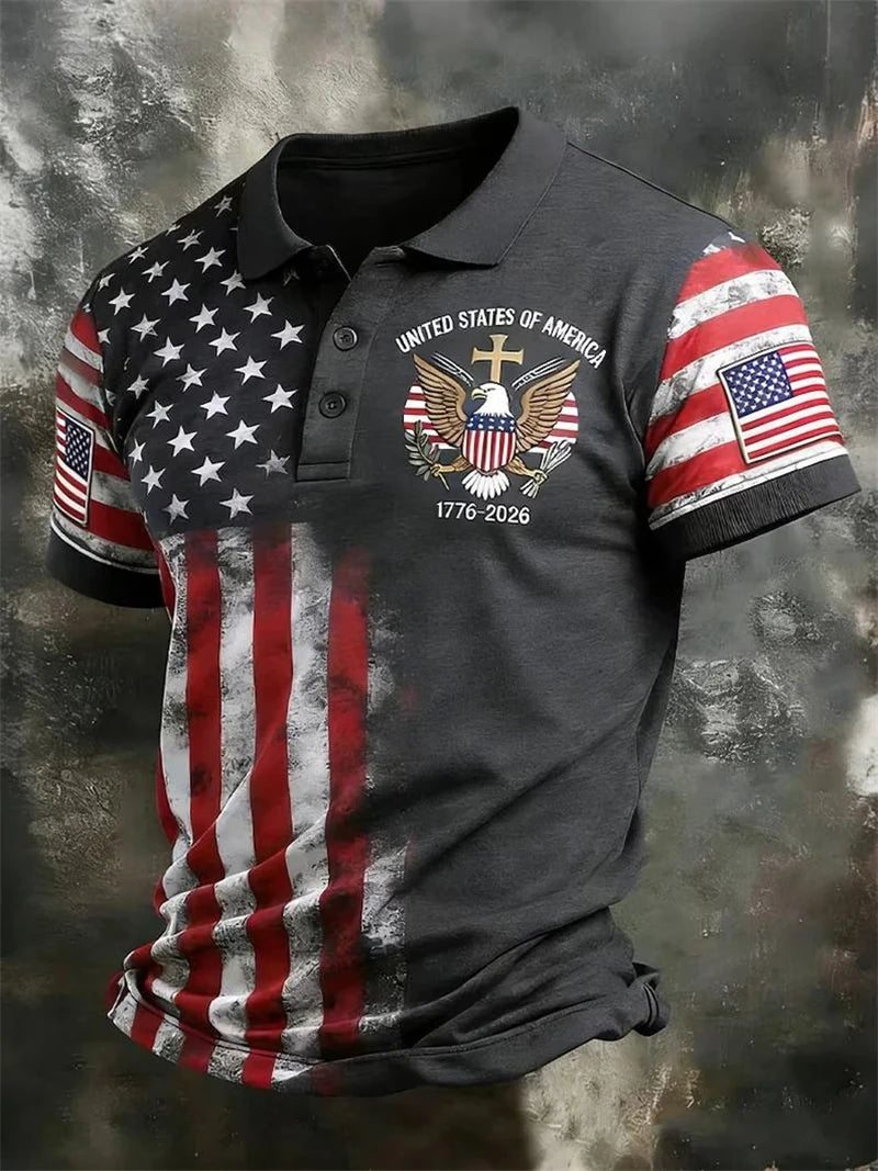 America 250th Anniversary Polo Shirt USA Flag 1776–2026 Patriotic Golf Polo American Independence Day Apparel Fourth Of July Top