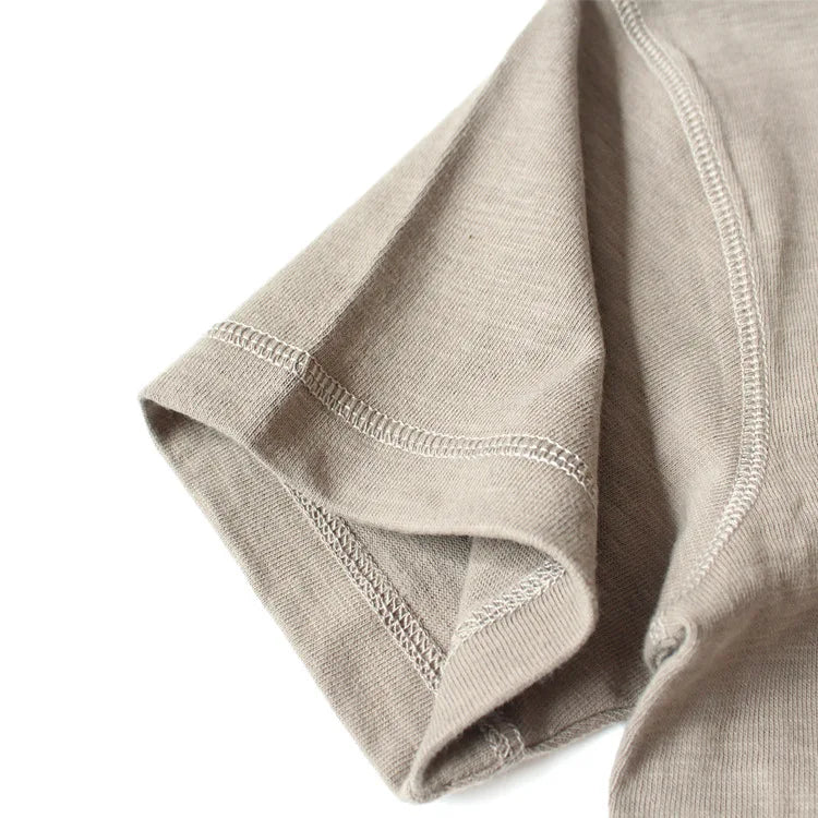 Heavy 300g Cotton T-shirt Men's Seamless Weaving Bamboo Cotton Short Sleeve Tee Tops Unisex Clean Fit Design Collar Undershirt