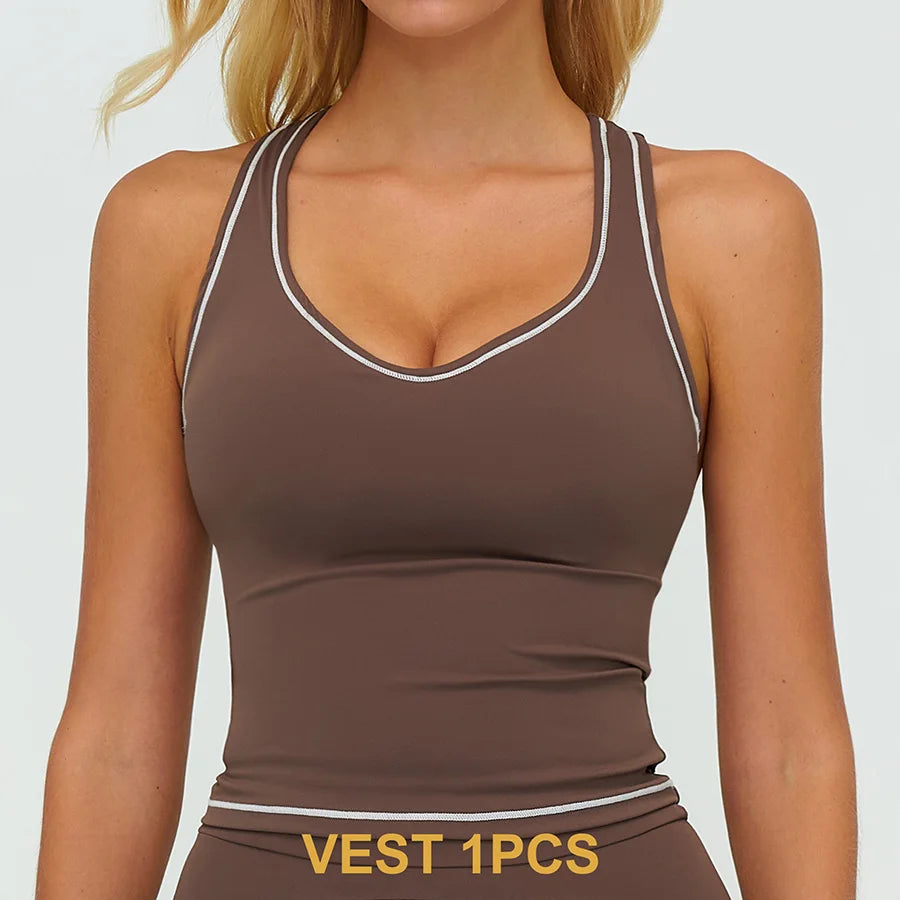 Women Yoga Set Tracksuit Sportswear Workout Athletic Wear Gym Vest Shorts Legging Fitness Bra Crop Top Long Sleeve Sports Suits