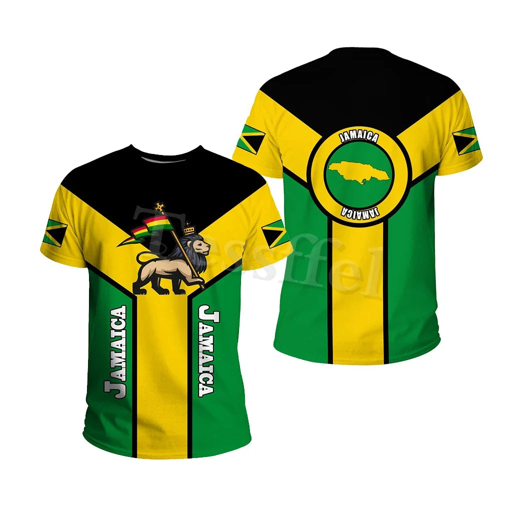 Tessffel Jamaica Lion Emblem Summer New Fashion 3D Print Tops Tee Tshirt Men Women Short Sleeve T shirt Streetwear Style-4