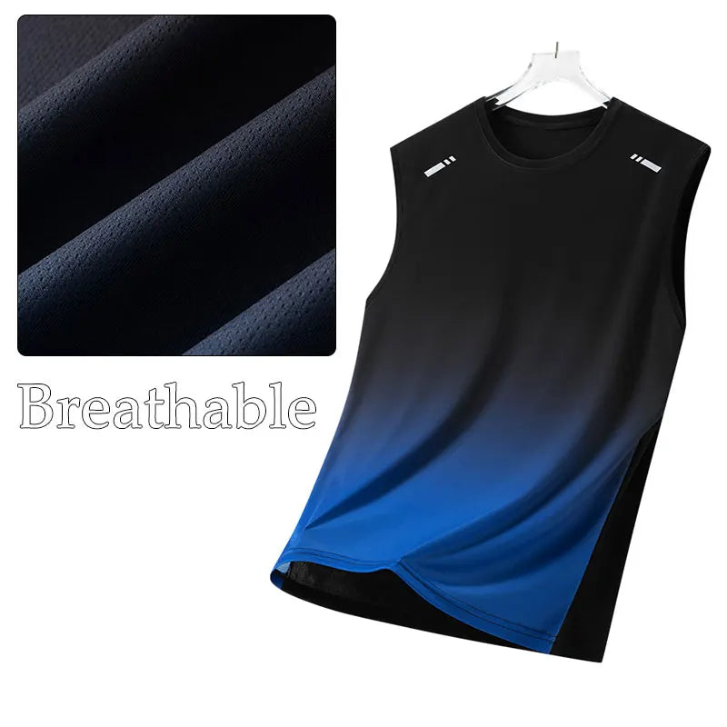 Summer Running Vest Men Contrasting Reflective Jogging Sports Sleeveless Coat Outdoor Breathable Elasticity Fitness Sportswear