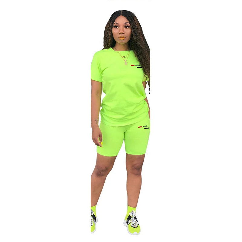 Casual Woman Clothing Summer Two Piece Set for Women T-Shirts O-Neck Shorts Daily Short Sleeve Tracksuit Hot Sales Matching Sets