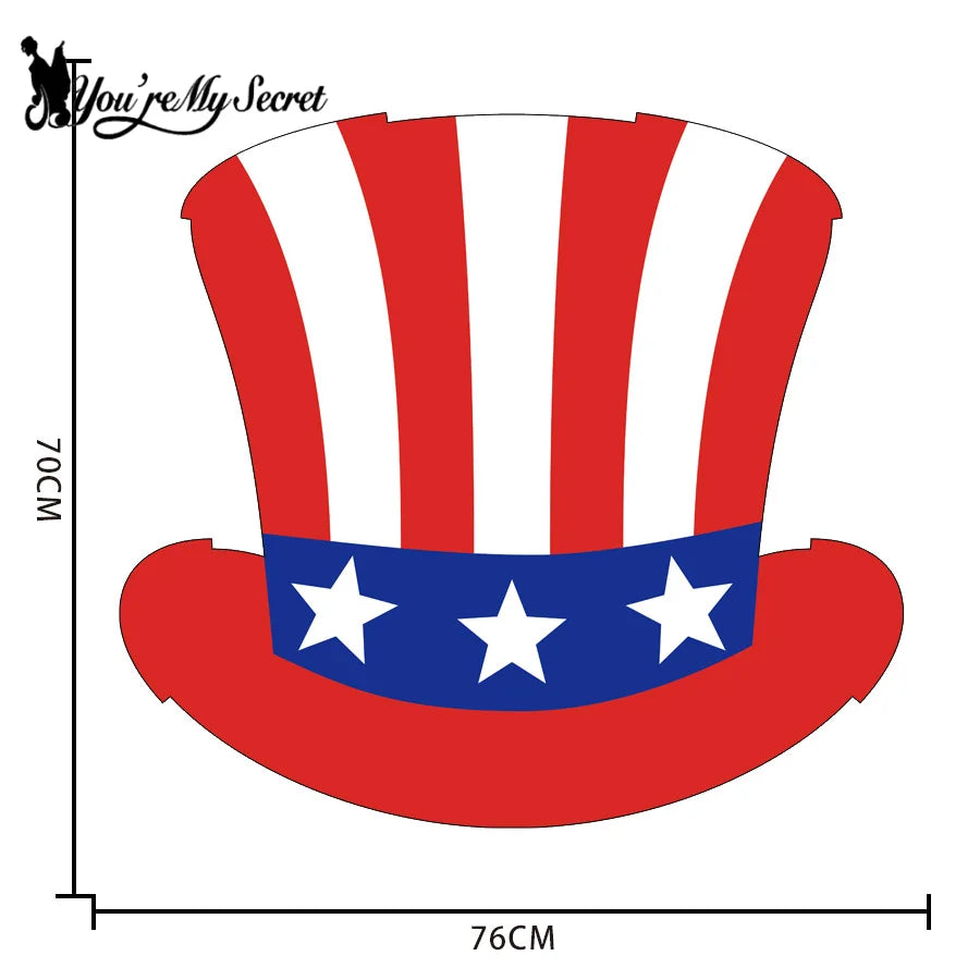[You're My Secret] Uncle Sam Hat Shaped Costume USA Stars Stripes Funny Novelty Outfit 4th of July Printed Patriotic Dress Up