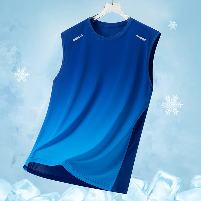 Summer Running Vest Men Contrasting Reflective Jogging Sports Sleeveless Coat Outdoor Breathable Elasticity Fitness Sportswear