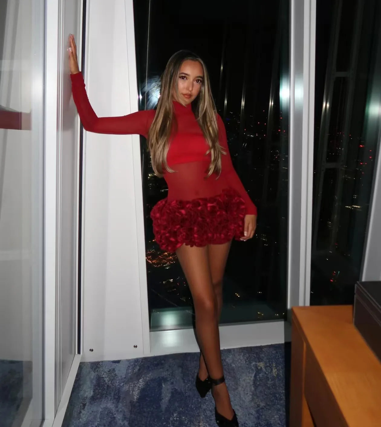 Sexy Sleeveless Strapless Fish Bone Tube Top 3D Flowers Mini Skirt 2 Piece Set Women Summer Elegant Birthday Party Evening Suit