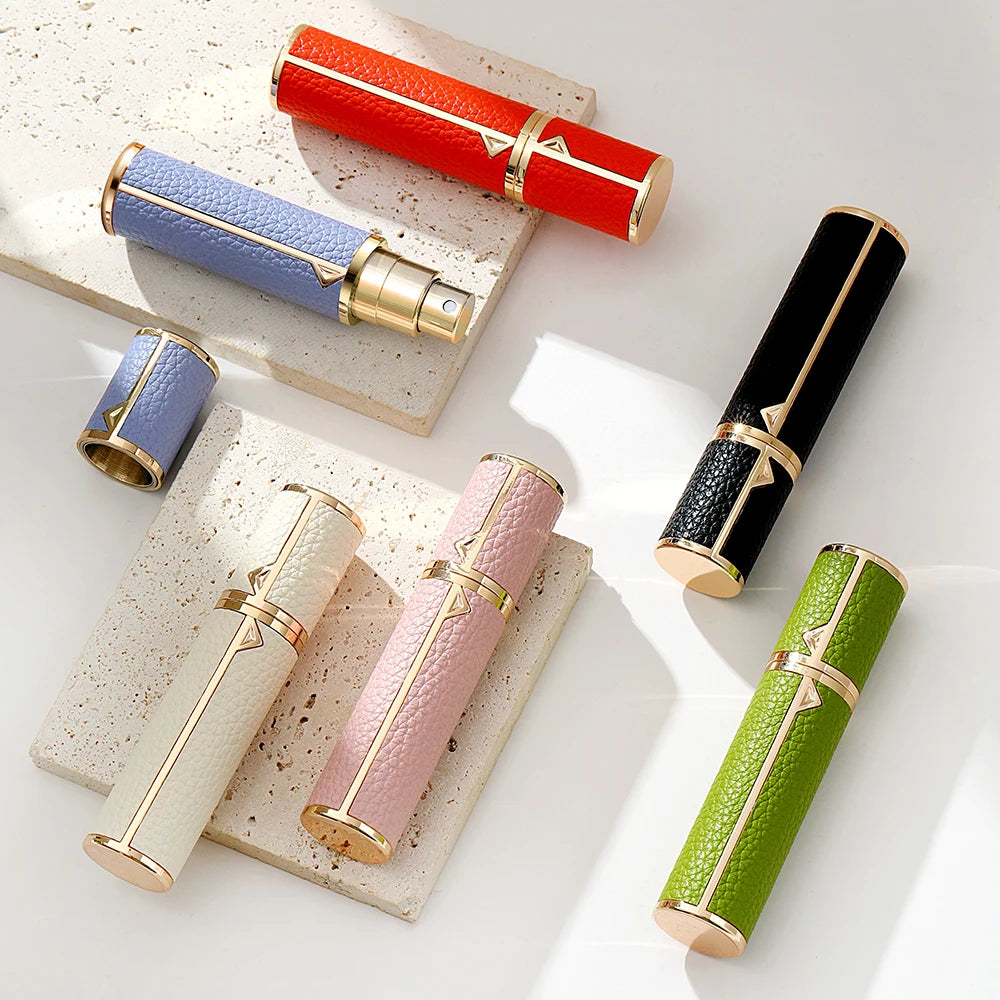 Louischanzl 8ml Magnet Leather refill Perfume Atomizer Bottle Portable Spray Mini Perfume Atomizer for Travel Cologne Dispenser