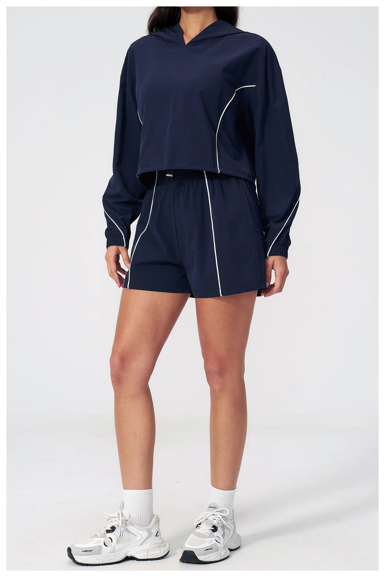 Summer Sunscreen Sports Set Women Zipper Windproof Hooded Sunscreen Fitness Set Yoga Outfits Female Outdoor Workout Cycling Set