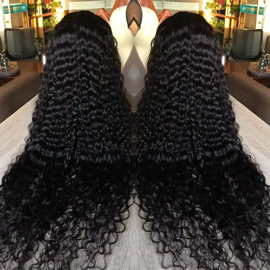 13x6 Glueless 250 Density Brazilian Deep Wave Curly HD Lace Frontal Human Hair Wig For Women Preplucked Best Hair Water Wig