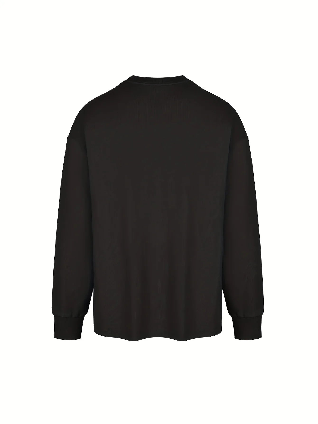 Men's 100% pure cotton loose and comfortable sports and leisure letter printed round neck long sleeved T-shirt top