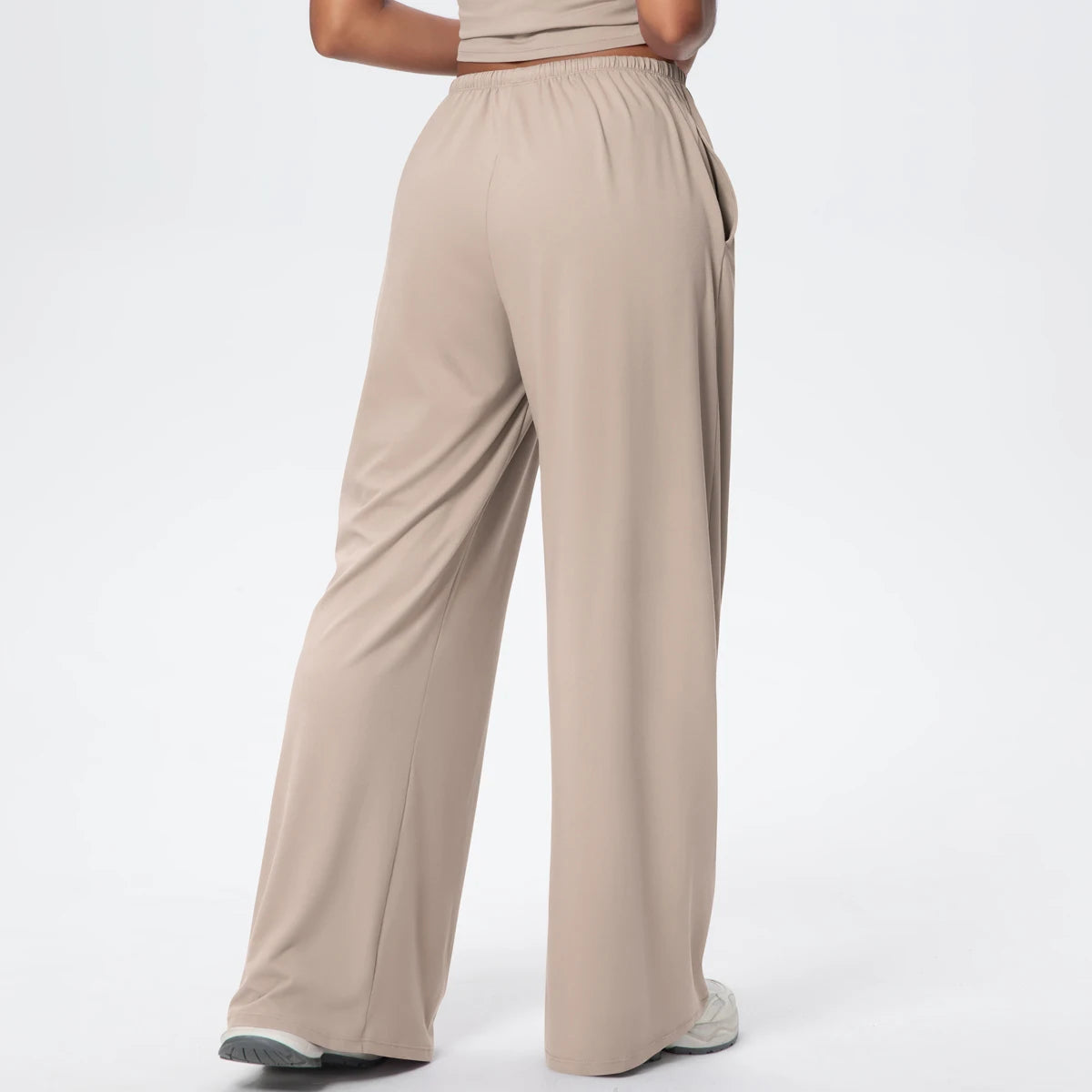 Women Quick Drying Wide Leg Yoga Pants Loose Yoga Pants High Waist With Pockets Fitness Sport Gym Workout Drawstring Full Length