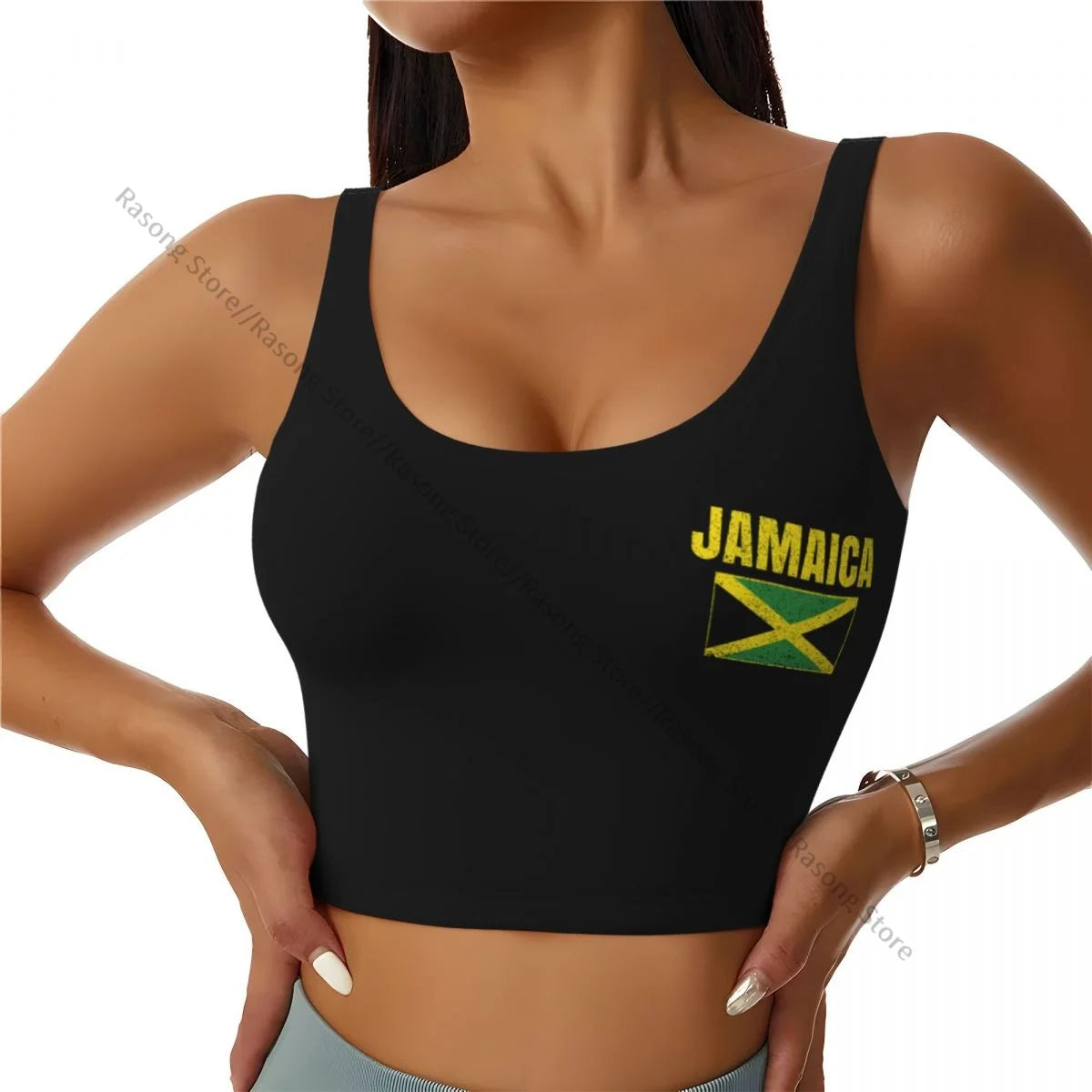 Sports Bra Women Running Yoga Clothes Vest Jamaica Flag Gathering Fitness Vest