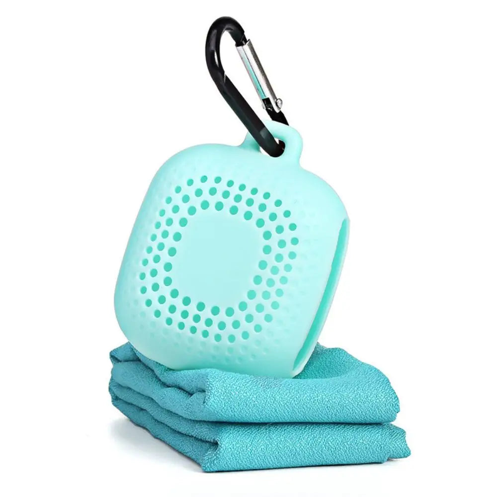 With Silicone Case Quick Drying Towel Pocket Super Absorbent Sports Towel Solid Color Portable Microfiber Towel
