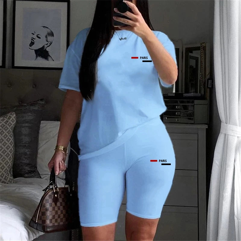 Casual Woman Clothing Summer Two Piece Set for Women T-Shirts O-Neck Shorts Daily Short Sleeve Tracksuit Hot Sales Matching Sets