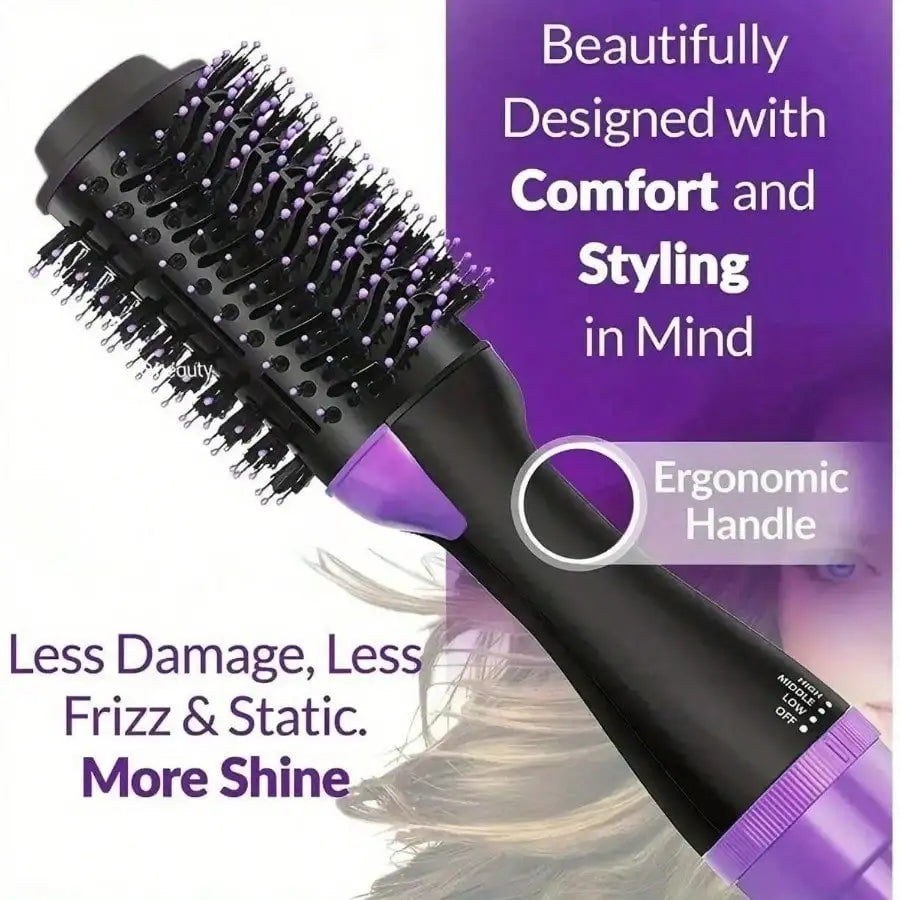 4-in-1 Hot Air Brush & Hair Dryer Set | Combines Curling, Straightening, Drying, and Styling (Includes Rotating Ceramic Brush) |