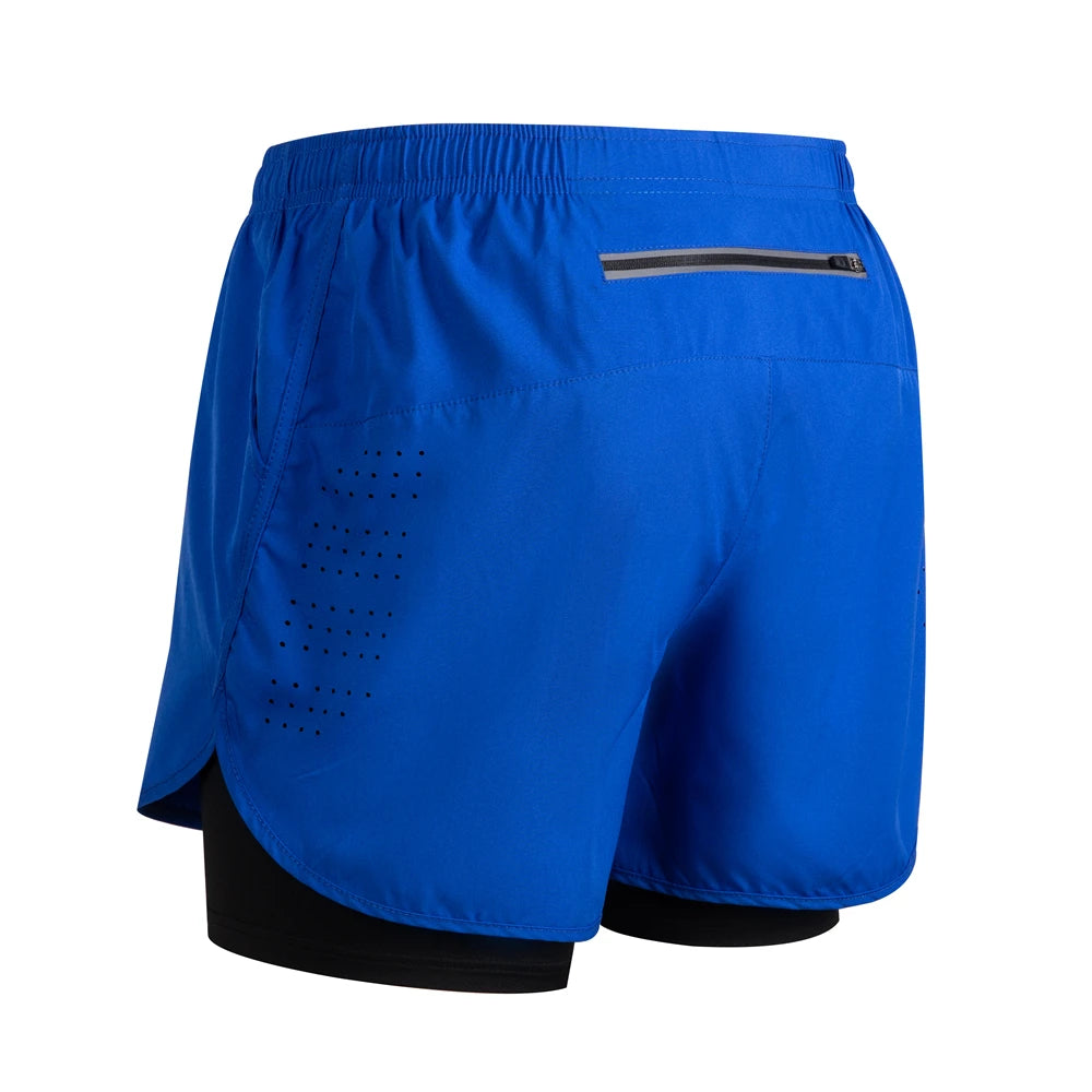 New men's running double-layer shorts quick-drying fitness 2-in-1 shorts men's sports workout training bodybuilding shorts male