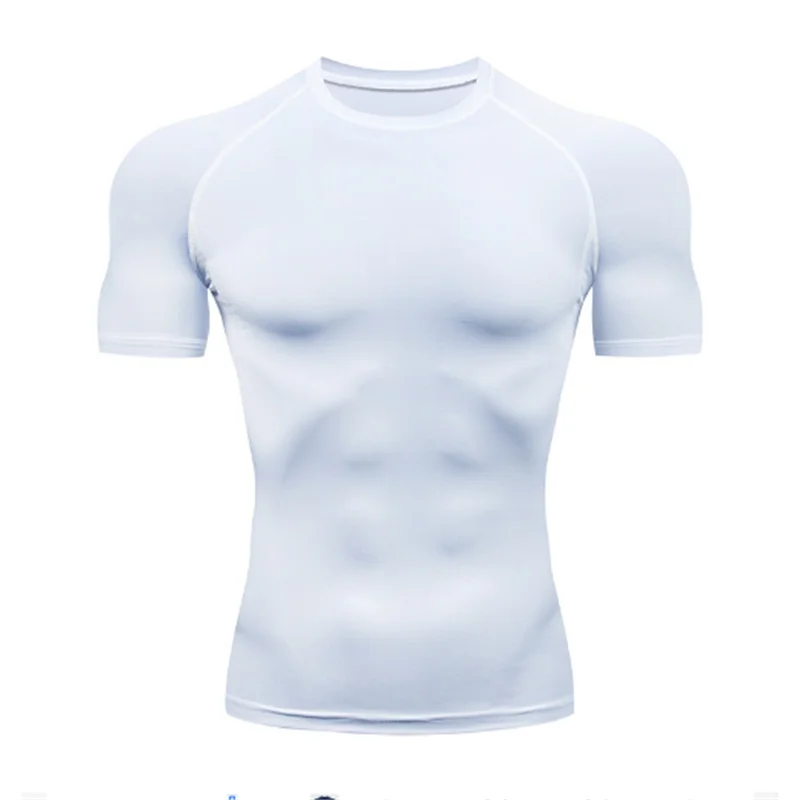 Summer Casual Run Compression T-Shirt Men Tops Bat Print Quick-Dry Fitness Gym Sportswear MMA Rashguard Jersey Workout Tee Male