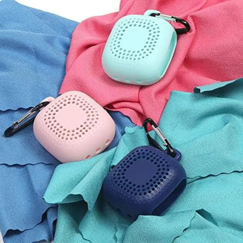 With Silicone Case Quick Drying Towel Pocket Super Absorbent Sports Towel Solid Color Portable Microfiber Towel