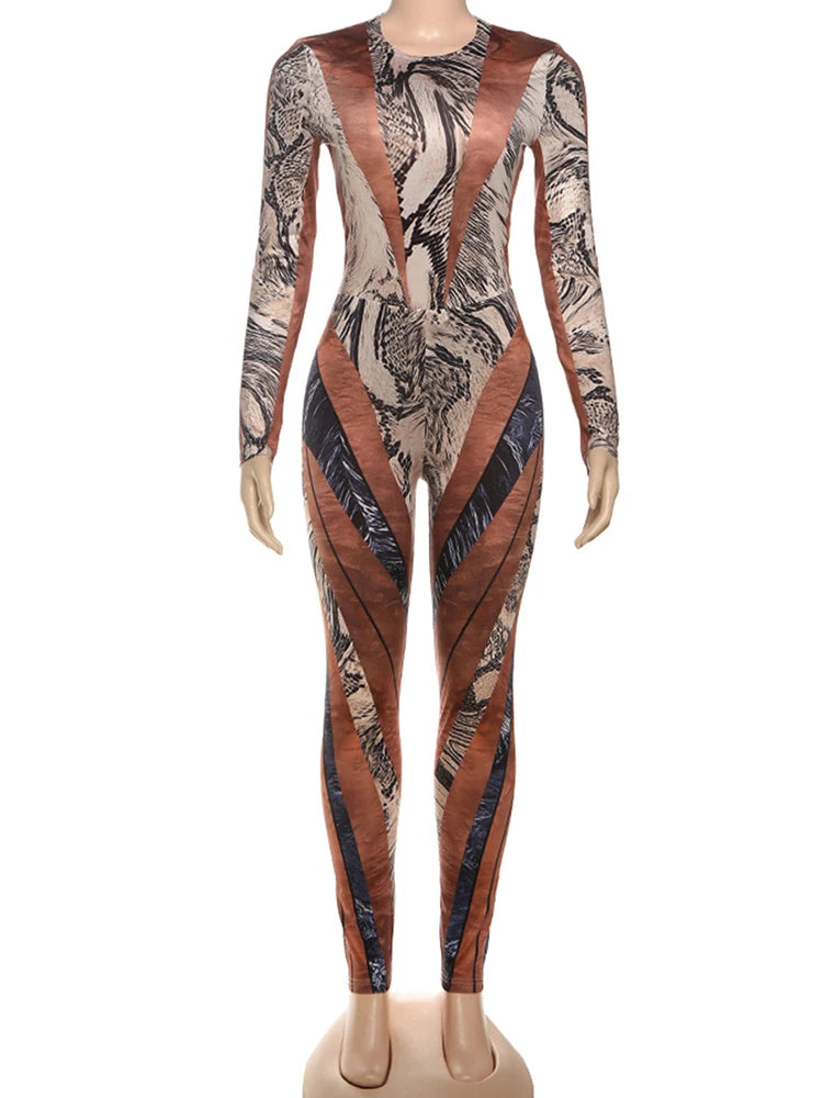 Nibber Fit Colorful Patchwork 2 Piece Set Women Fall Trend Hipster Bodysuit Tops+Leggings Tight Stretch Matching Street Outfits