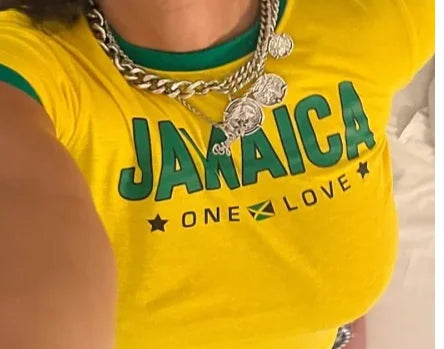 Y2K High Street Short sleeved T-shirt for Women's 2023 Summer New High Quality Pattern Embroidered Jamaica Fashion T-shirt