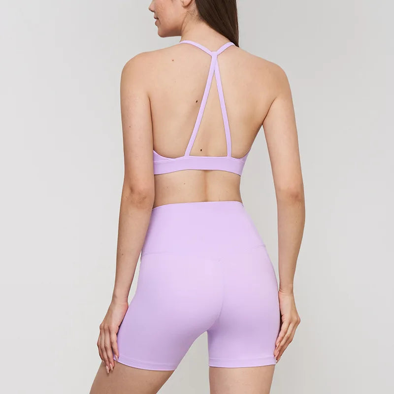 2024 New Yoga Shorts Sets Shockproof Vest High Waist Shorts Breathable Women's Tight Fitting Sports Yoga Sexy Crop Top Gym Set