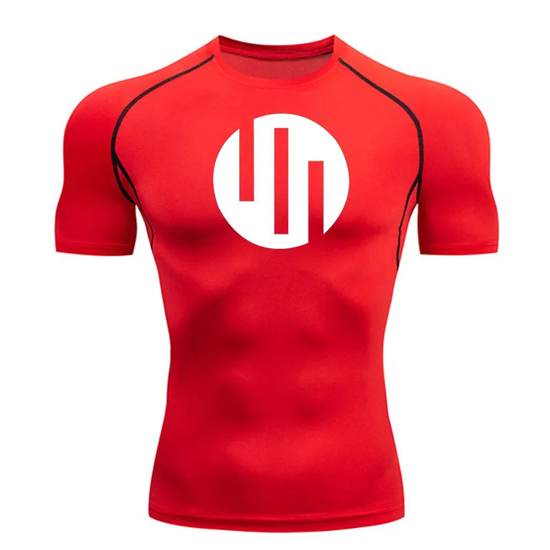 New Gym Short Sleeve Running T-Shirt Men's Compression Long Sleeve Shirt Sun Protection Quick Drying Sports Top Black Sportswear