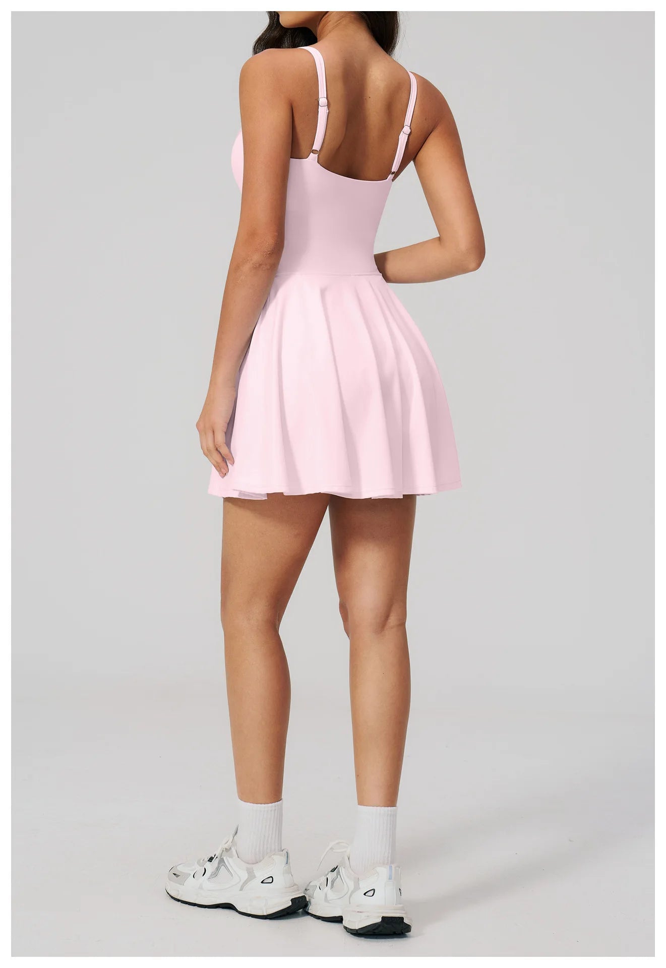 Yoga Bodysuit Women Fitness Jumpsuit Sexy Sport with Side Pockets Workout One-Piece Dance Ballet Sport Dress Female Tennis Skirt