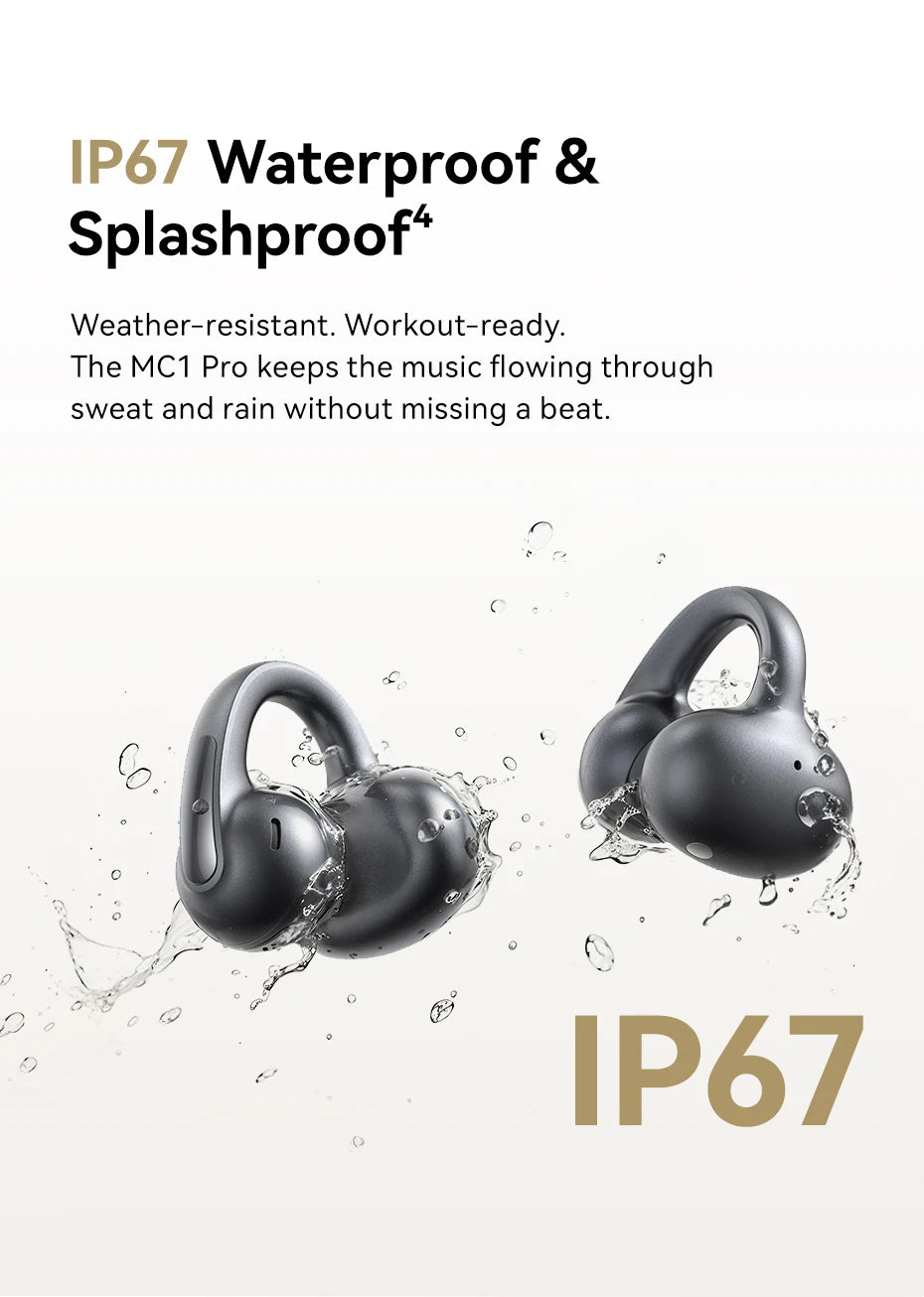 Baseus MC1 Pro Ear Clip Wireless Earphones Bluetooth 6.0 Hi-Res Ultra Open Earbuds earrings 4-Mic ENC Clip on ear buds Headphone