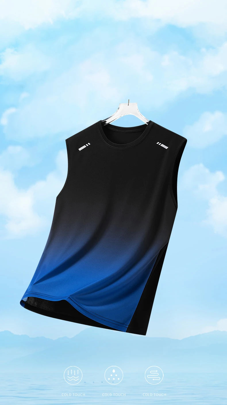 Summer Running Vest Men Contrasting Reflective Jogging Sports Sleeveless Coat Outdoor Breathable Elasticity Fitness Sportswear